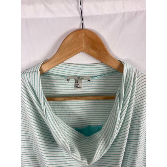 NWT H Halston Striped scoop neck short sleeve top size small - Picture 2 of 3